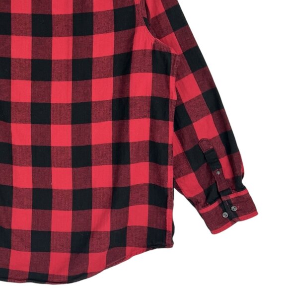 George Men's Red Buffalo Check Button-Down Long Sleeve Shirt 3XL (54-56) Cotton - Picture 6 of 10